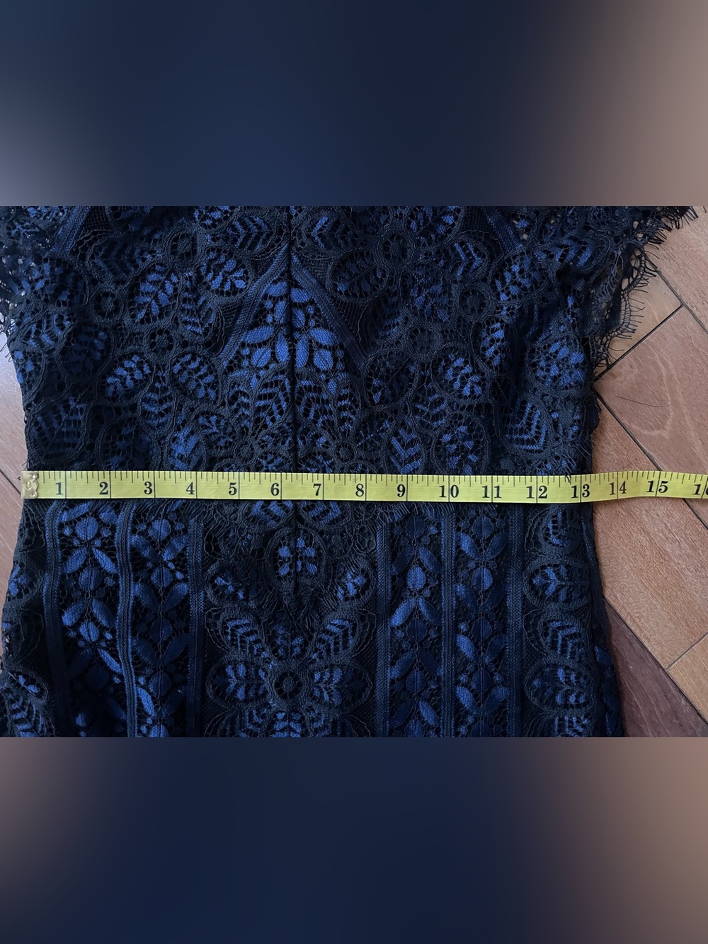 For Love & Lemons Lyla Lace Feminine Mini Dress Midnight Blue Open Back Size S - Picture 14 of 15